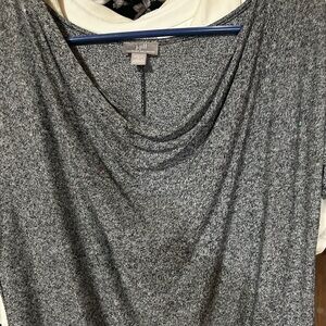 J. Jill Heathered Charcoal Draped Neck Top